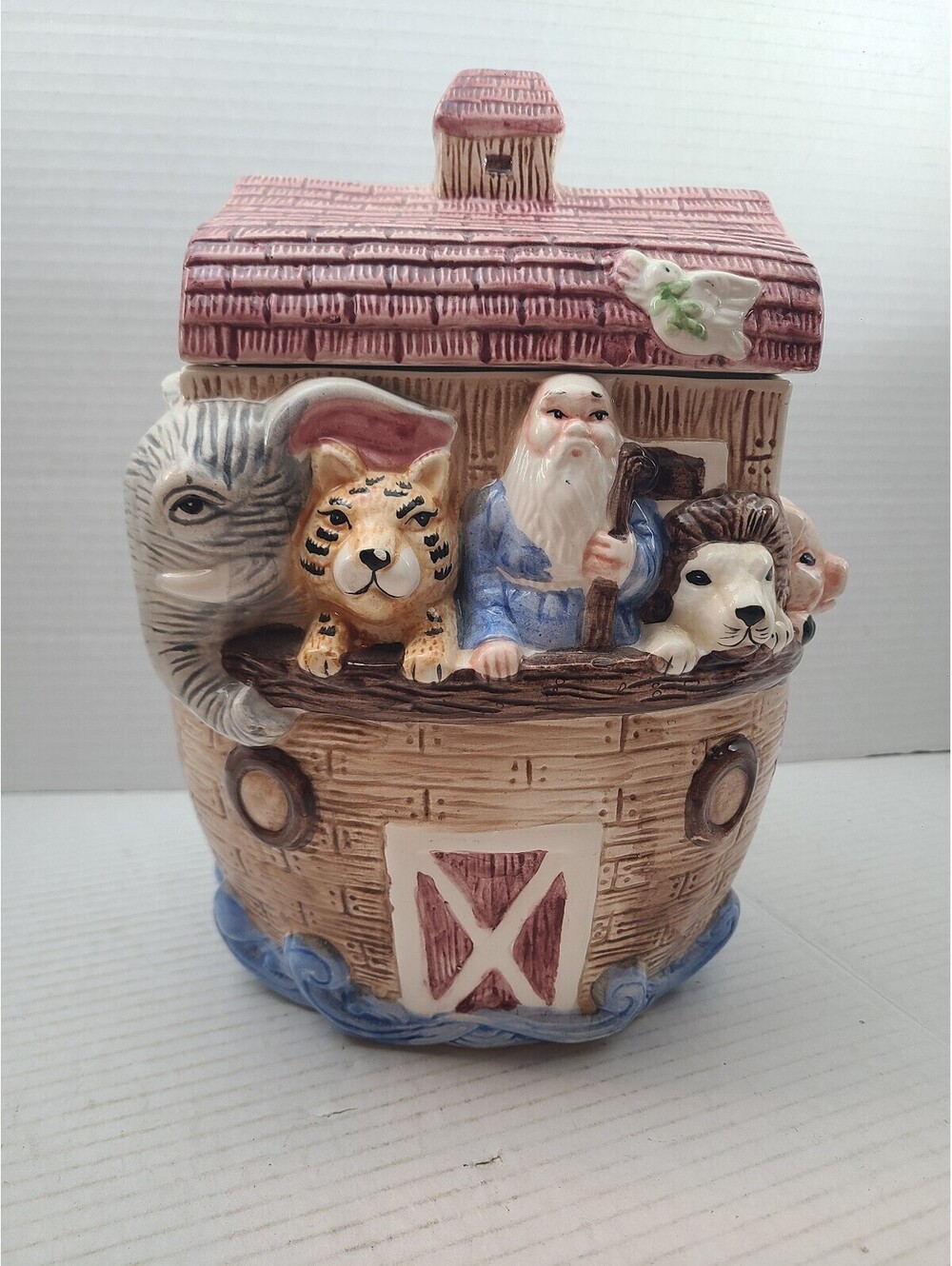 Noah's Ark Vigor Ceramics Cookie Jar w/ Lid Vintage 1980s EUC